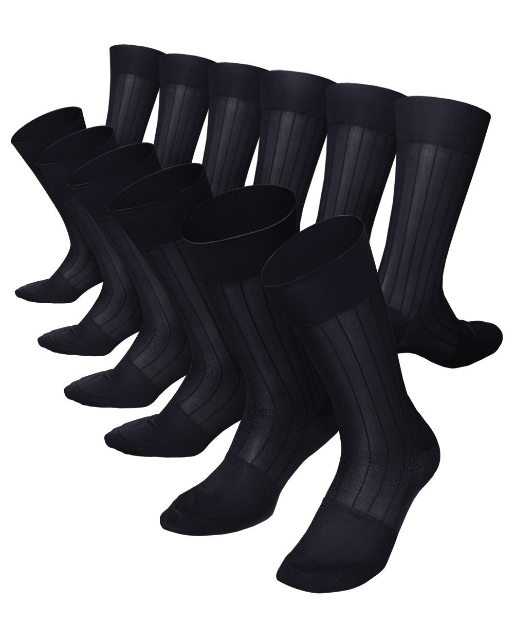 Vittorio Farina Men's Ribbed Shear Nylon Anklet Dress Socks - ank - navy - 12 - Classy Cufflinks