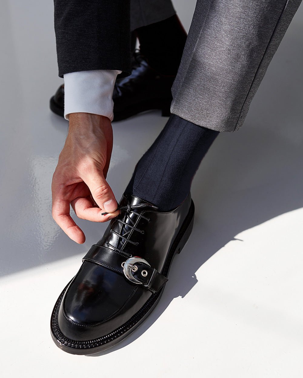 Vittorio Farina Men's Ribbed Shear Nylon Anklet Dress Socks - ank - navy - 12 - Classy Cufflinks