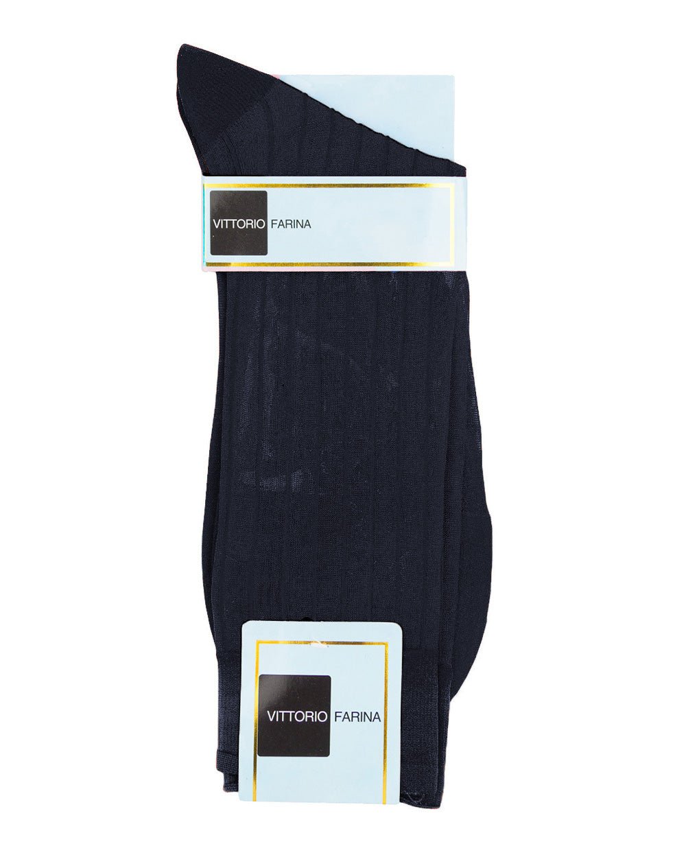 Vittorio Farina Men's Ribbed Shear Nylon Anklet Dress Socks - ank - navy - 3 - Classy Cufflinks