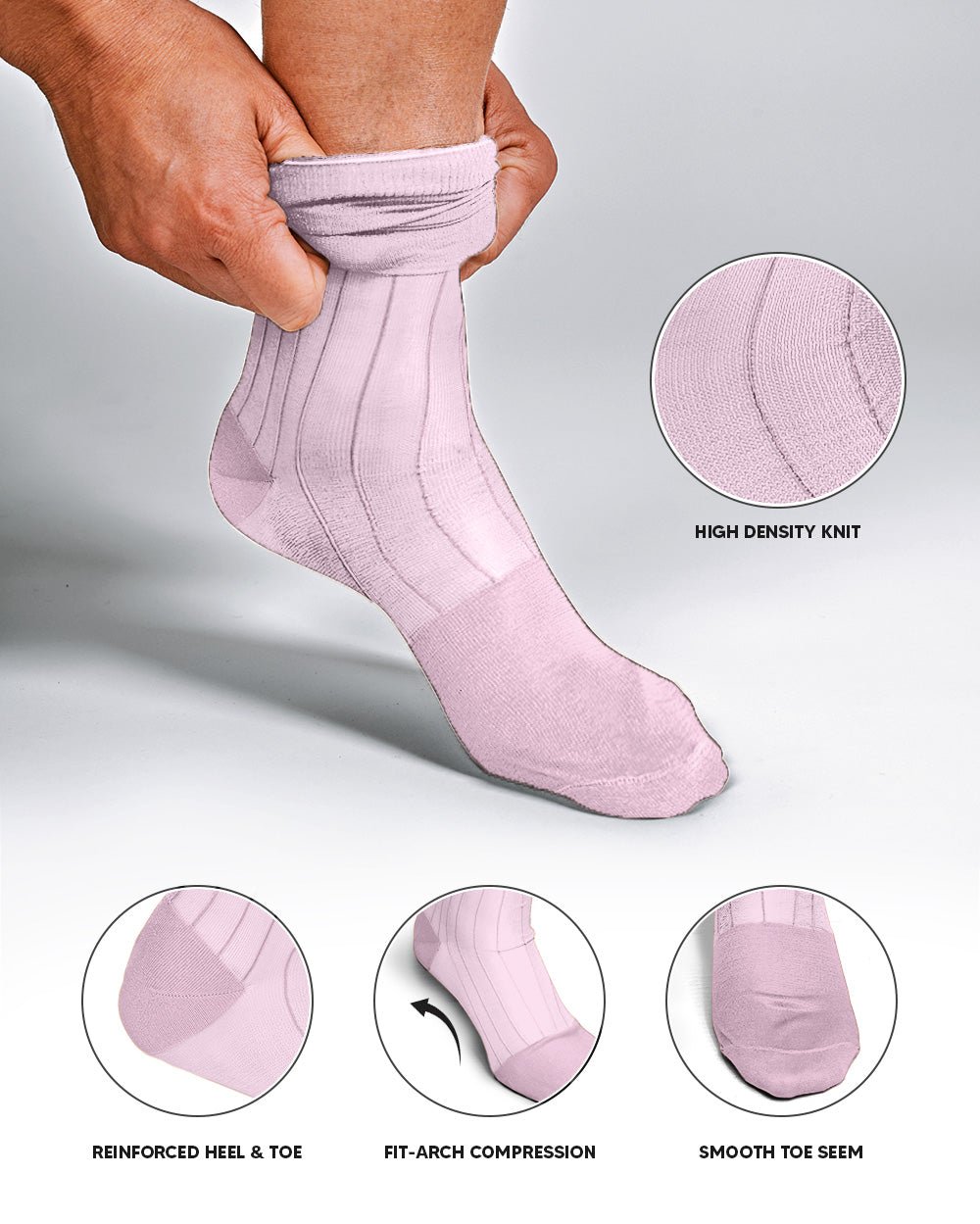 Vittorio Farina Men's Ribbed Shear Nylon Anklet Dress Socks - ank - pink - 12 - Classy Cufflinks