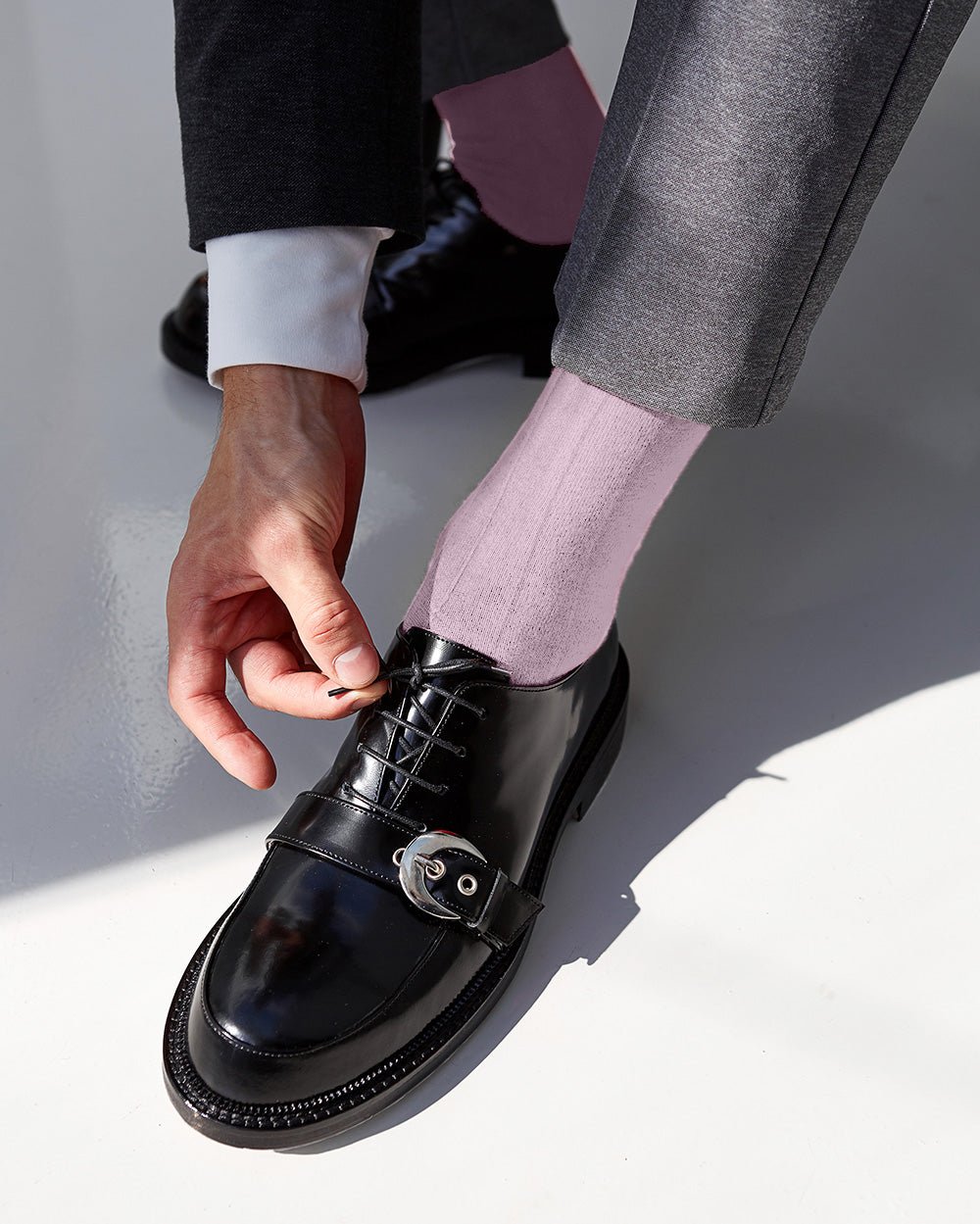 Vittorio Farina Men's Ribbed Shear Nylon Anklet Dress Socks - ank - pink - 3 - Classy Cufflinks