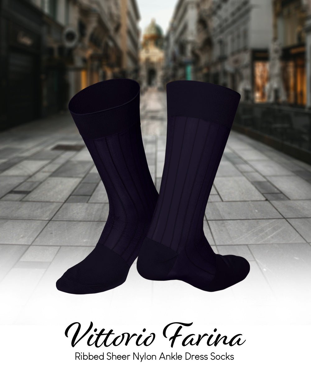 Vittorio Farina Men's Ribbed Shear Nylon Anklet Dress Socks - ank - purple - 12 - Classy Cufflinks