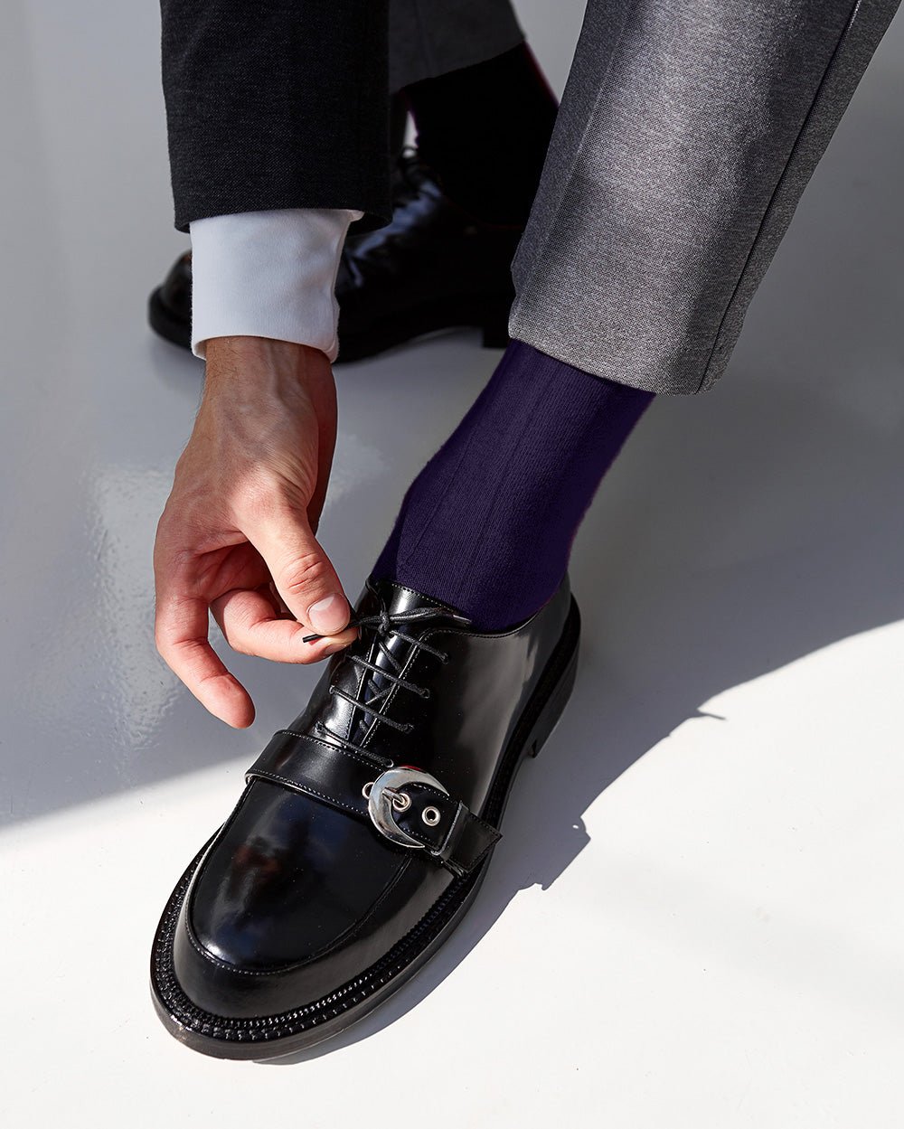 Vittorio Farina Men's Ribbed Shear Nylon Anklet Dress Socks - ank - purple - 12 - Classy Cufflinks