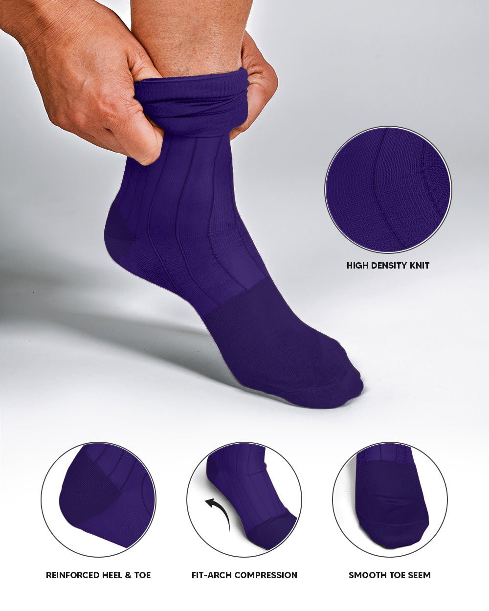 Vittorio Farina Men's Ribbed Shear Nylon Anklet Dress Socks - ank - purple - 3 - Classy Cufflinks