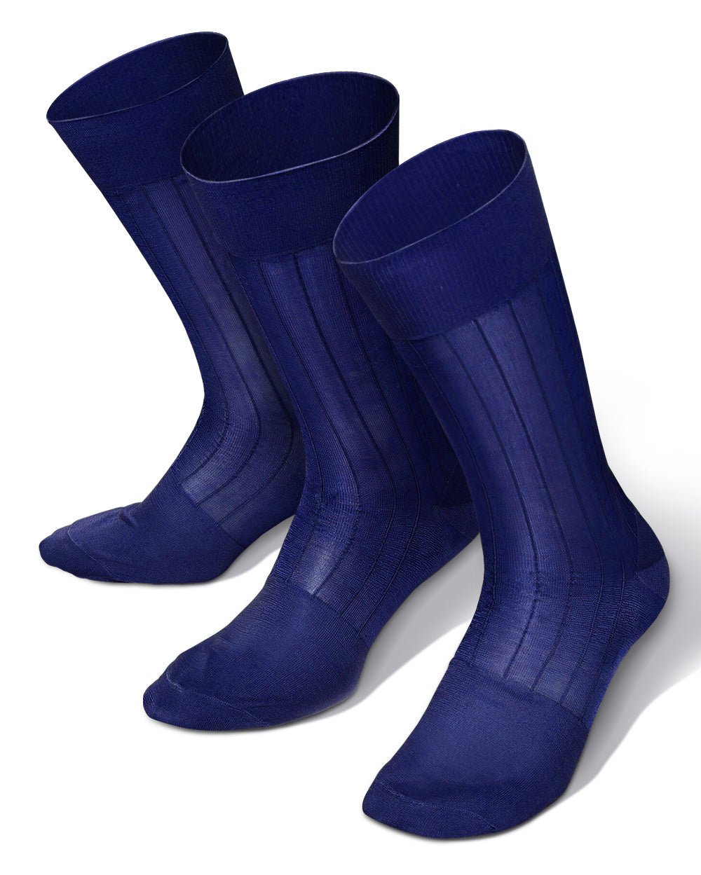 Vittorio Farina Men's Ribbed Shear Nylon Anklet Dress Socks - ank - royal - 3 - Classy Cufflinks