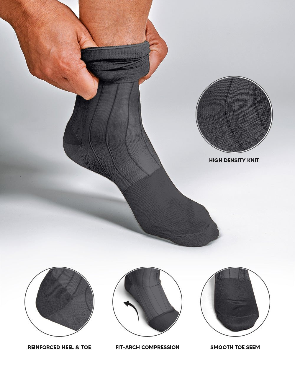 Vittorio Farina Men's Ribbed Shear Nylon Anklet Dress Socks - ank - rust - 12 - Classy Cufflinks