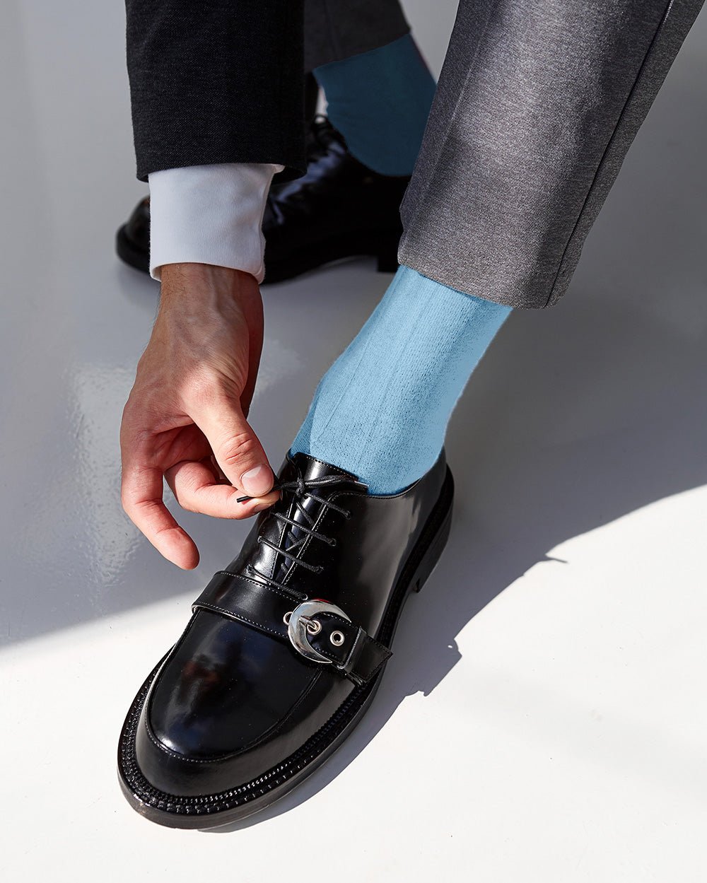 Vittorio Farina Men's Ribbed Shear Nylon Anklet Dress Socks - ank - silver - grey - 12 - Classy Cufflinks