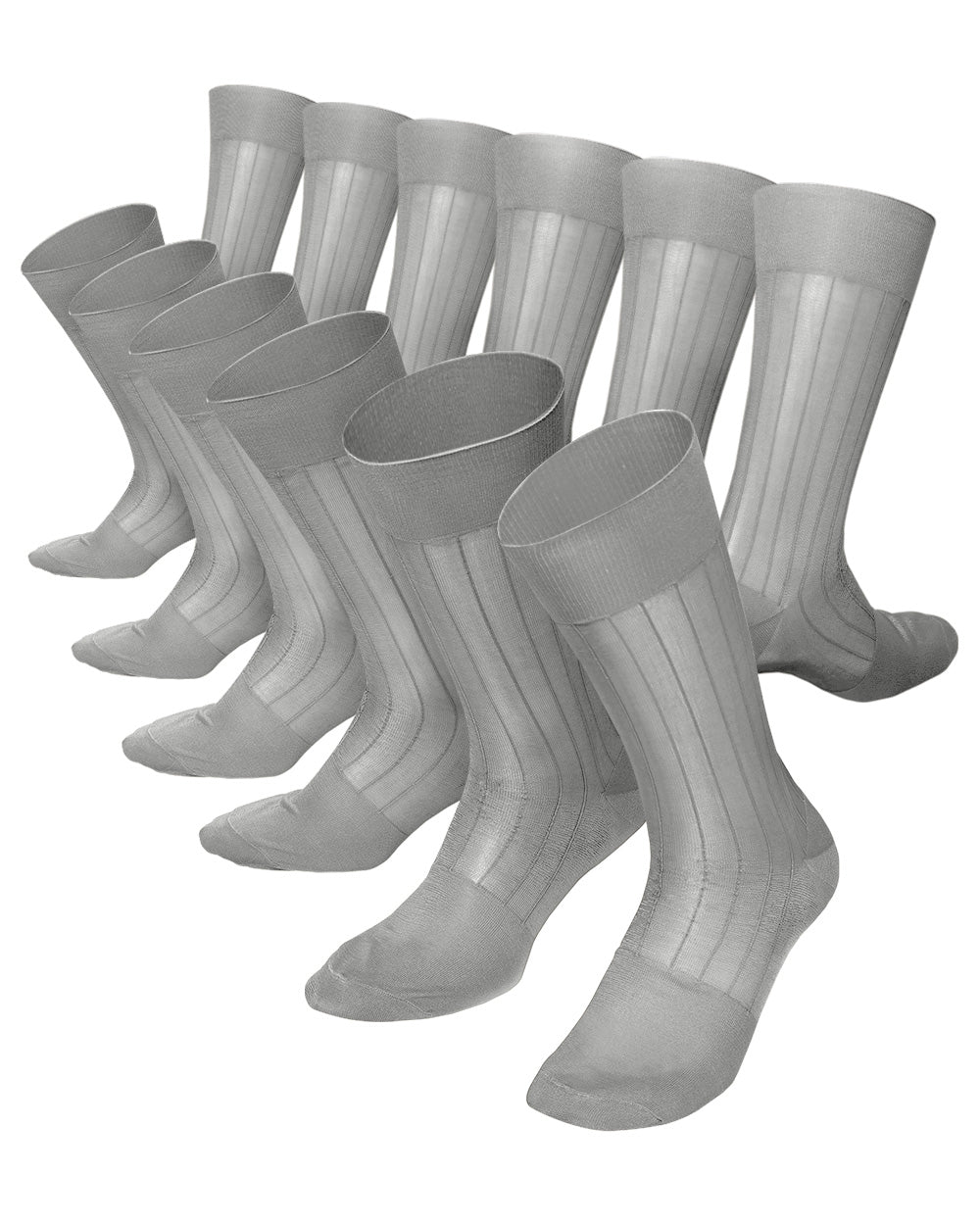 Vittorio Farina Men's Ribbed Shear Nylon Anklet Dress Socks - ank - silver - grey - 12 - Classy Cufflinks