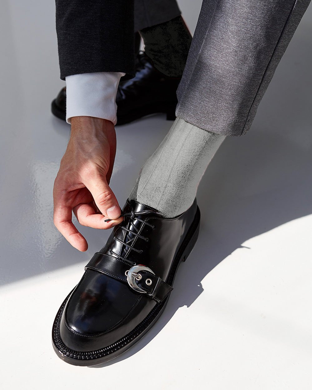 Vittorio Farina Men's Ribbed Shear Nylon Anklet Dress Socks - ank - silver - grey - 12 - Classy Cufflinks