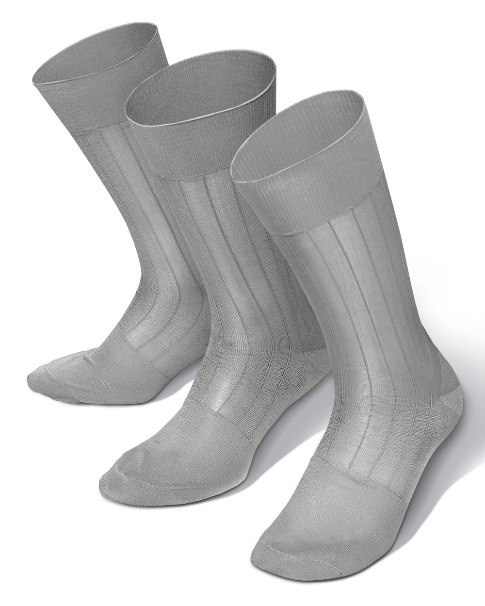 Vittorio Farina Men's Ribbed Shear Nylon Anklet Dress Socks - ank - silver - grey - 3 - Classy Cufflinks