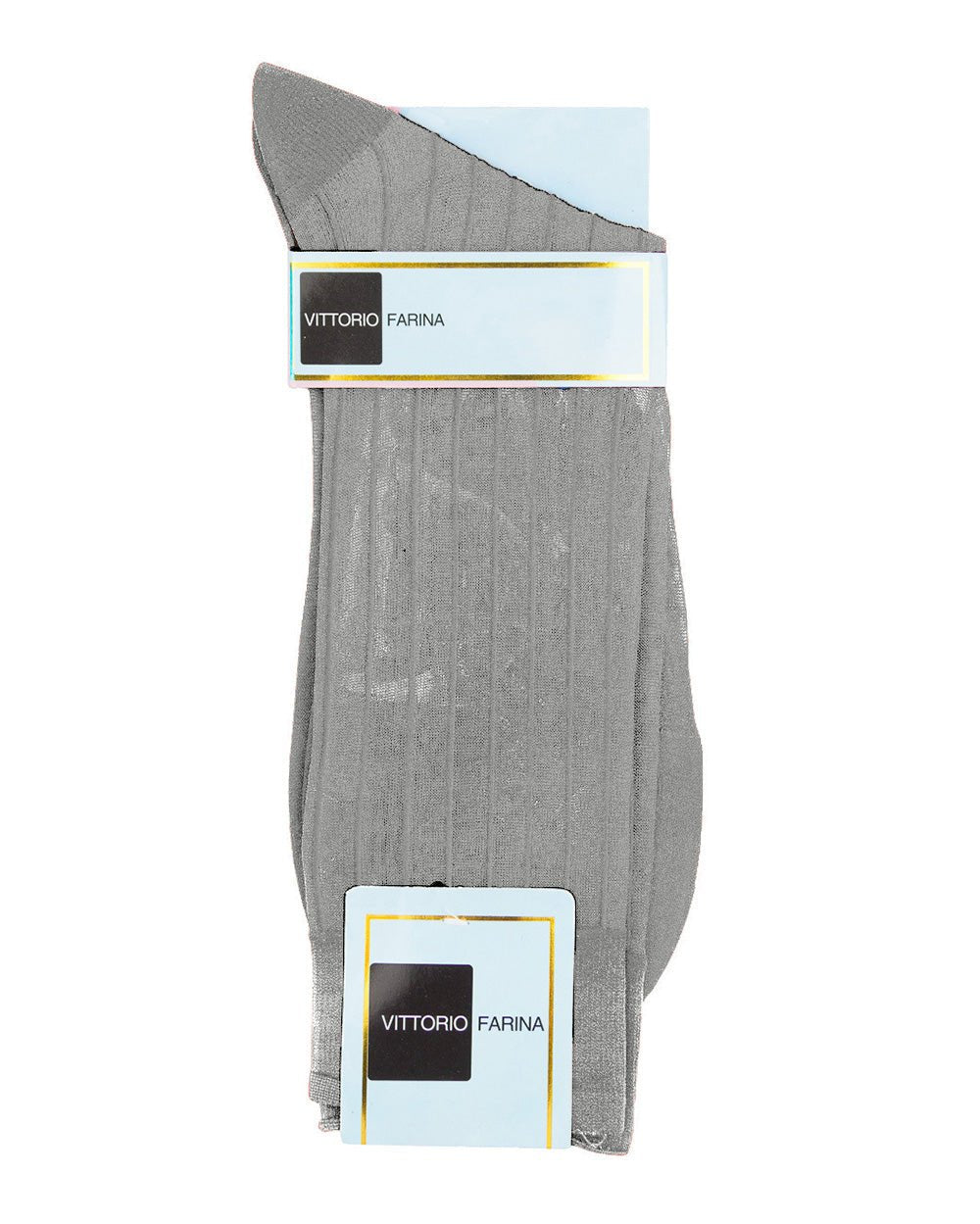 Vittorio Farina Men's Ribbed Shear Nylon Anklet Dress Socks - ank - silver - grey - 3 - Classy Cufflinks