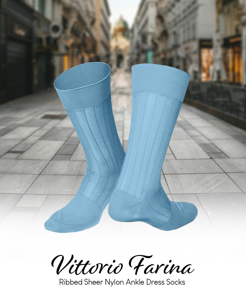 Vittorio Farina Men's Ribbed Shear Nylon Anklet Dress Socks - ank - silver - grey - 3 - Classy Cufflinks