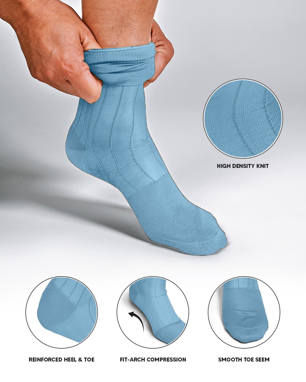 Vittorio Farina Men's Ribbed Shear Nylon Anklet Dress Socks - ank - silver - grey - 3 - Classy Cufflinks