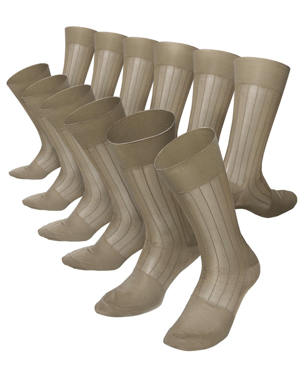 Vittorio Farina Men's Ribbed Shear Nylon Anklet Dress Socks - ank - taupe - 12 - Classy Cufflinks