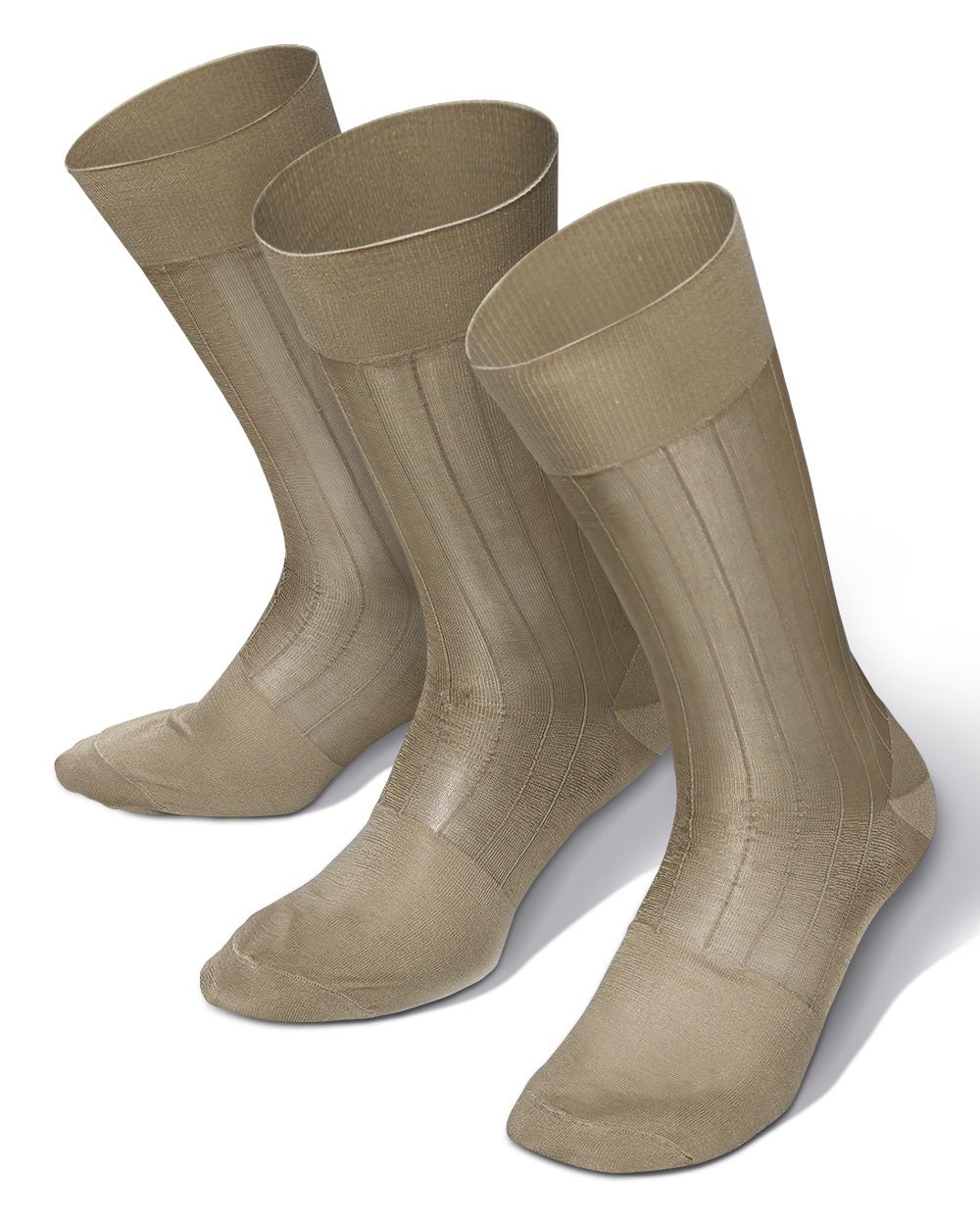 Vittorio Farina Men's Ribbed Shear Nylon Anklet Dress Socks - ank - taupe - 3 - Classy Cufflinks