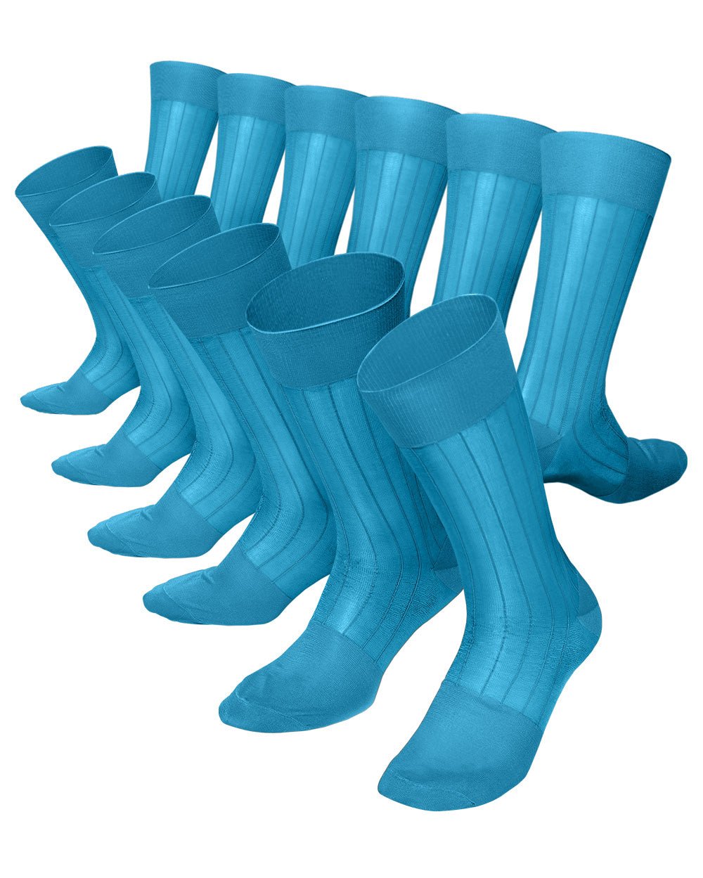 Vittorio Farina Men's Ribbed Shear Nylon Anklet Dress Socks - ank - turq - 12 - Classy Cufflinks