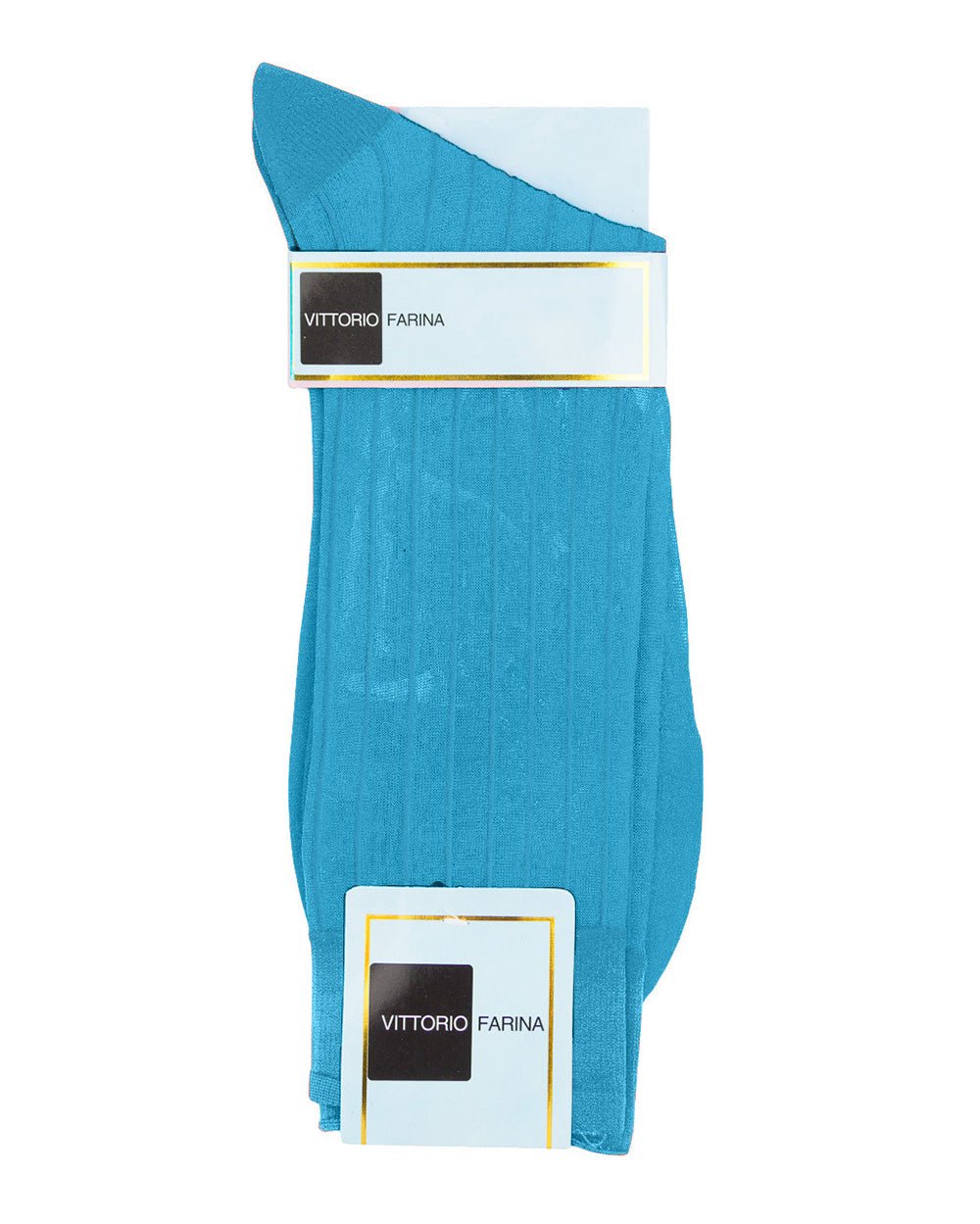 Vittorio Farina Men's Ribbed Shear Nylon Anklet Dress Socks - ank - turq - 3 - Classy Cufflinks