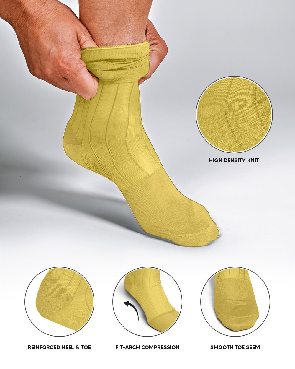 Vittorio Farina Men's Ribbed Shear Nylon Anklet Dress Socks - ank - white - 12 - Classy Cufflinks