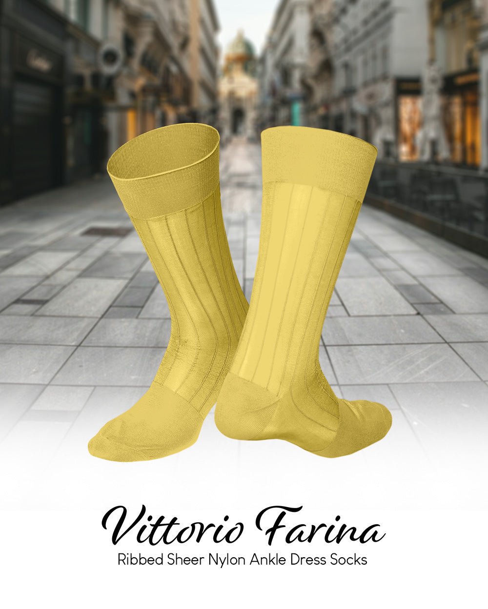 Vittorio Farina Men's Ribbed Shear Nylon Anklet Dress Socks - ank - white - 3 - Classy Cufflinks