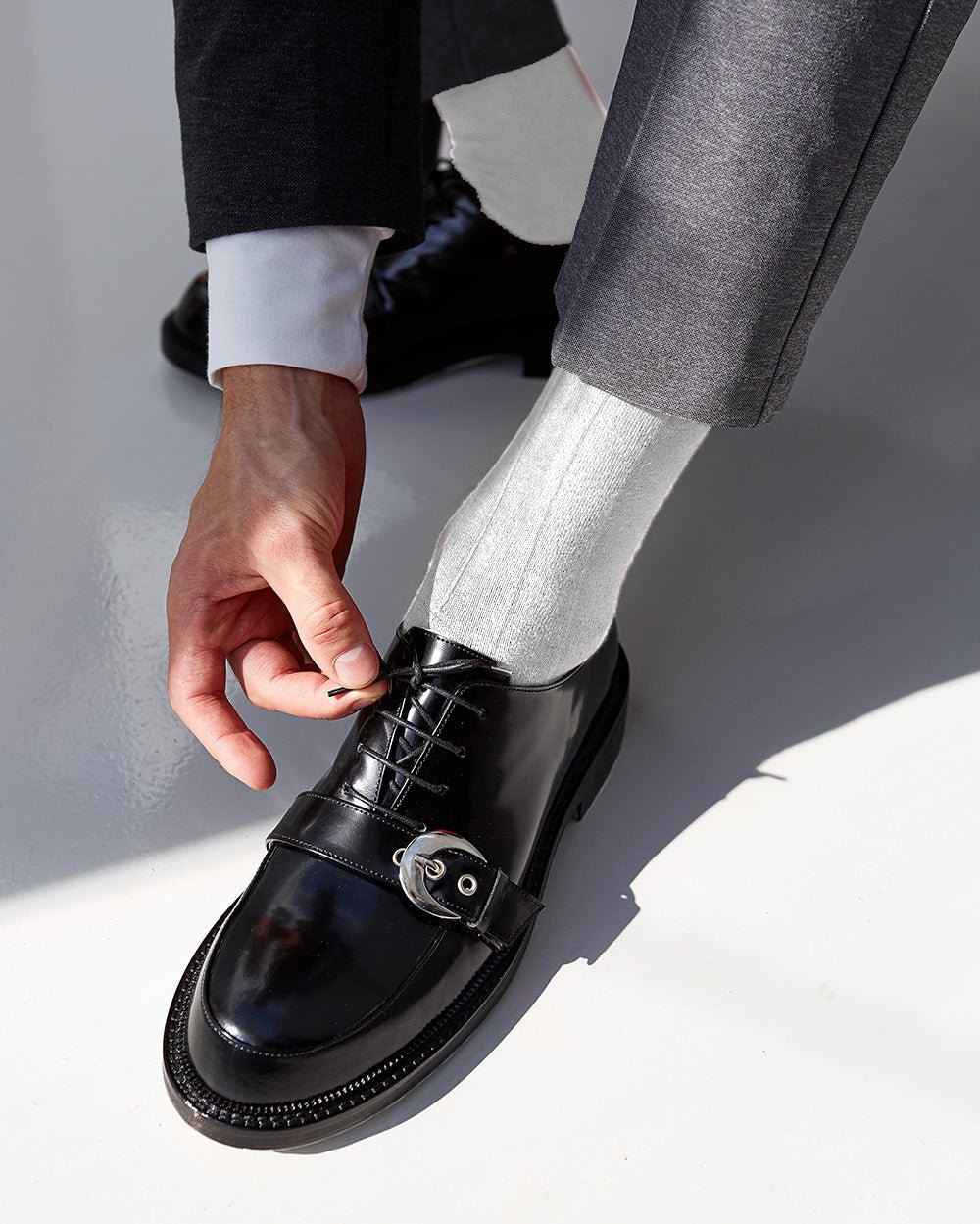 Vittorio Farina Men's Ribbed Shear Nylon Anklet Dress Socks - ank - white - 3 - Classy Cufflinks