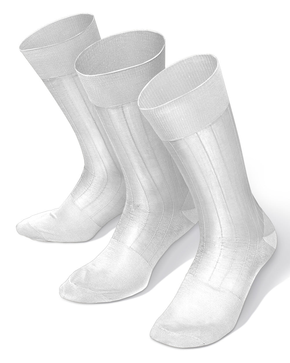 Vittorio Farina Men's Ribbed Shear Nylon Anklet Dress Socks - ank - white - 3 - Classy Cufflinks