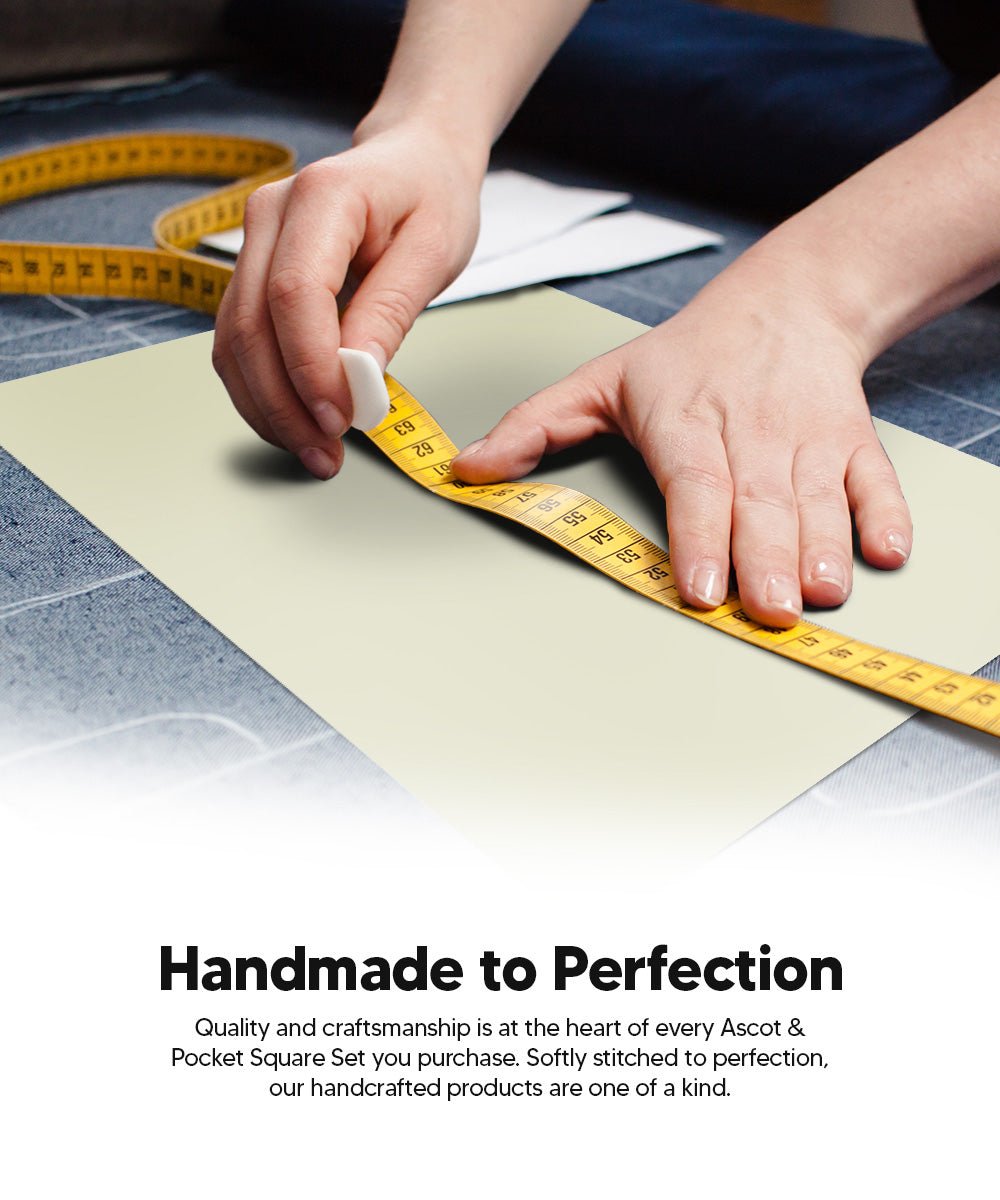 Vittorio Farina Men's Solid Satin Ascot &amp; Pocket Square - ASCOTS - SOLID_BEIGE - Classy Cufflinks