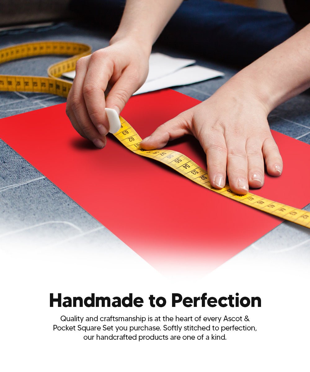 Vittorio Farina Men's Solid Satin Ascot &amp; Pocket Square - ASCOTS - SOLID_RED - Classy Cufflinks