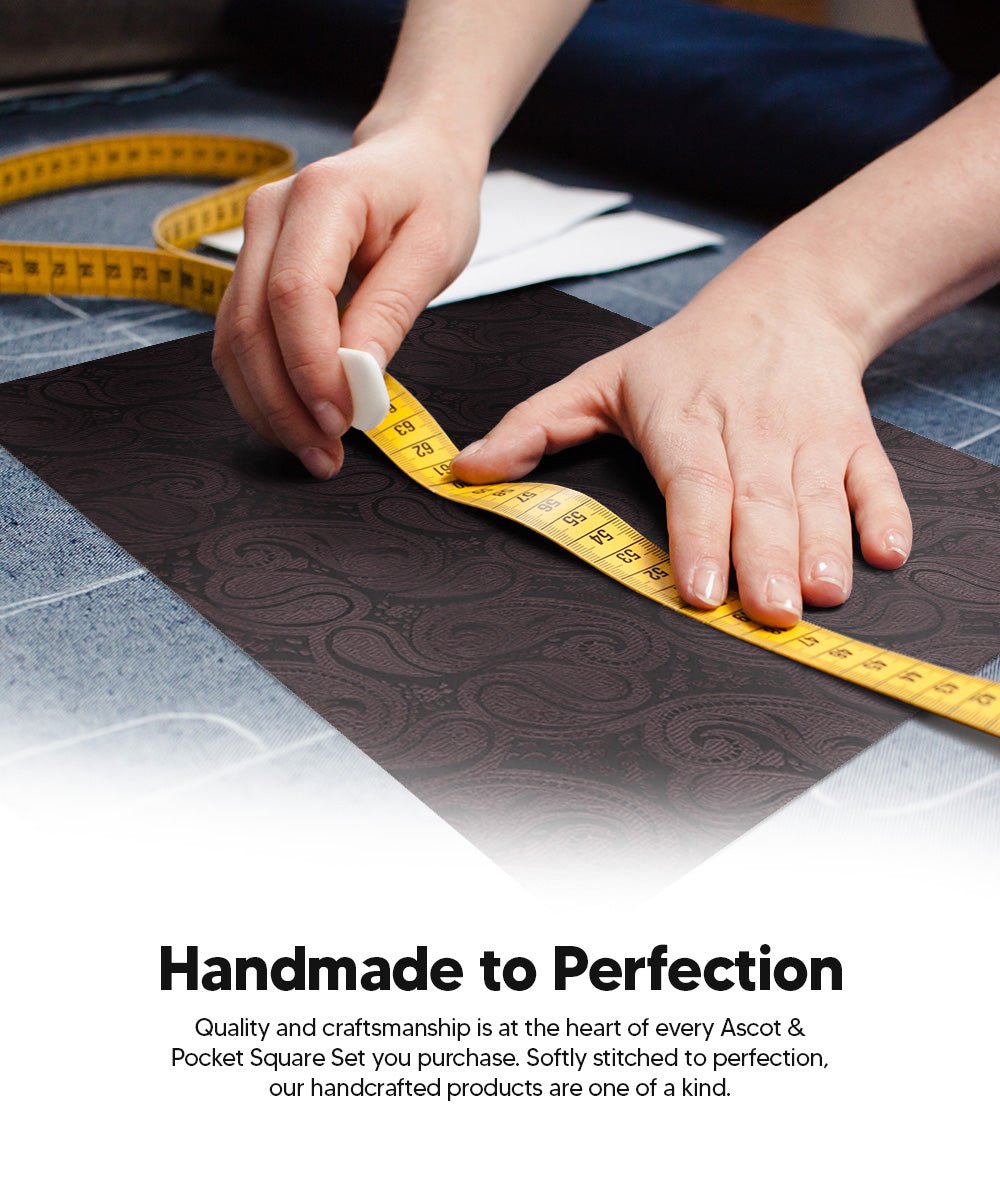 Vittorio Farina Men's Woven Pasiley Ascot &amp; Pocket Square - ASCOTS - WP_BROWN - Classy Cufflinks