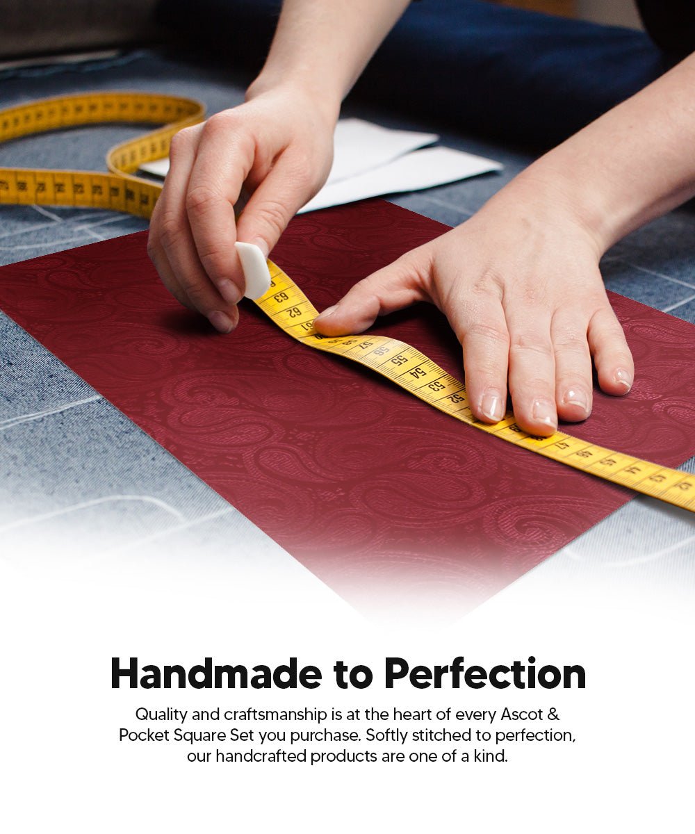 Vittorio Farina Men's Woven Pasiley Ascot &amp; Pocket Square - ASCOTS - WP_BURGUNDY - Classy Cufflinks
