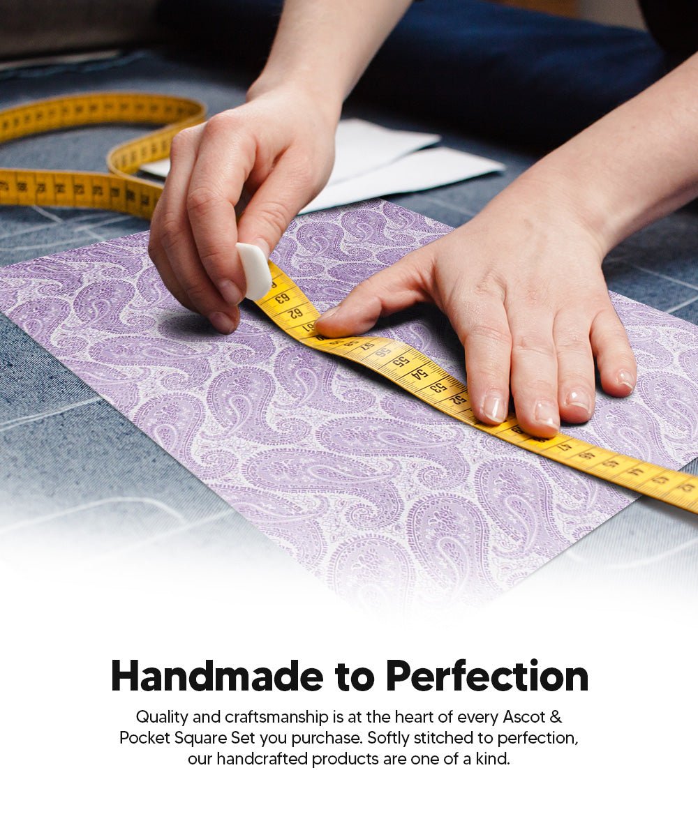Vittorio Farina Men's Woven Pasiley Ascot &amp; Pocket Square - ASCOTS - WP_LAVENDER - Classy Cufflinks
