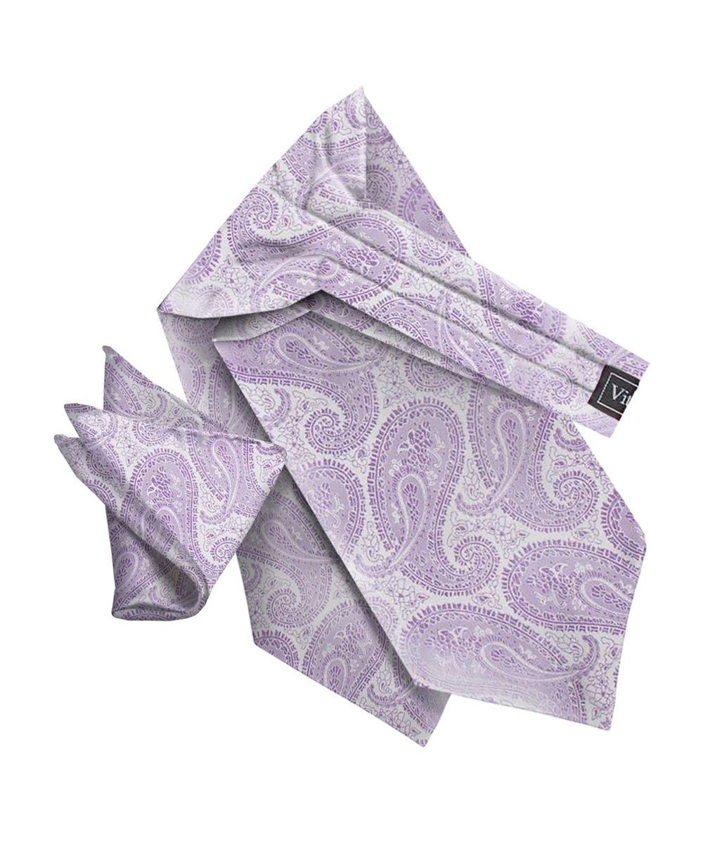 Vittorio Farina Men's Woven Pasiley Ascot & Pocket Square - ASCOTS - WP_LAVENDER - Classy Cufflinks
