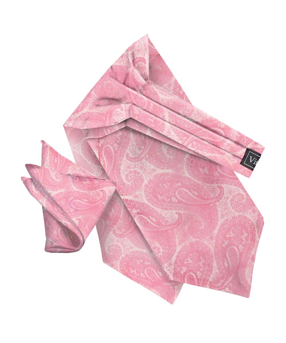 Vittorio Farina Men's Woven Pasiley Ascot & Pocket Square - ASCOTS - WP_PINK - Classy Cufflinks