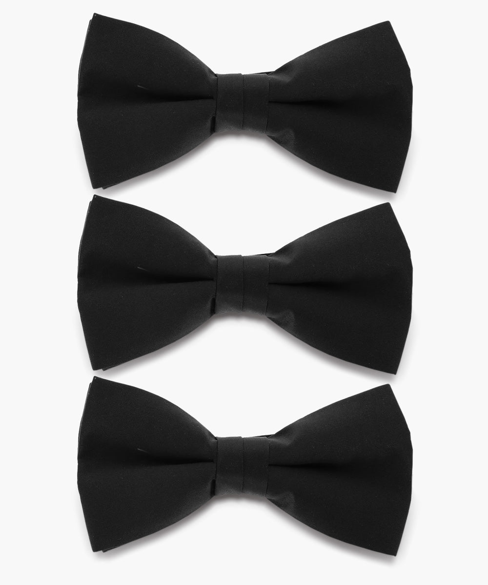 Vittorio Farina Men's Satin Bow Tie in Gift Box (Multipack) - B - SOLID - 3_BLACK - Classy Cufflinks