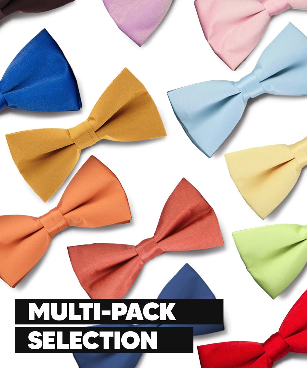 Vittorio Farina Men's Satin Bow Tie in Gift Box (Multipack) - B - SOLID - 3_BLACK - Classy Cufflinks