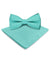 Vittorio Farina Men's Satin Bow Tie & Pocket Square in Gift Box - basic - bow - tie - hanky - aqua - Classy Cufflinks