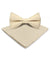 Vittorio Farina Men's Satin Bow Tie & Pocket Square in Gift Box - basic - bow - tie - hanky - beige - Classy Cufflinks