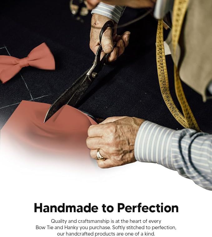 Vittorio Farina Classic Bow Tie &amp; Pocket Square - basic - bow - tie - hanky - blush - Classy Cufflinks