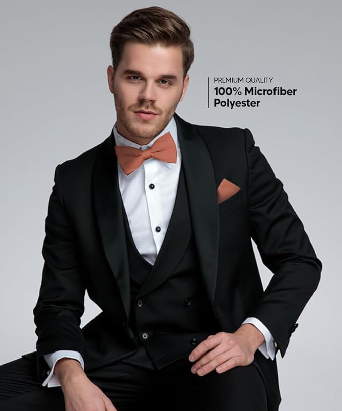 Vittorio Farina Classic Bow Tie & Pocket Square - basic - bow - tie - hanky - blush - Classy Cufflinks