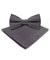 Vittorio Farina Men's Satin Bow Tie & Pocket Square in Gift Box - basic - bow - tie - hanky - charcoal - Classy Cufflinks