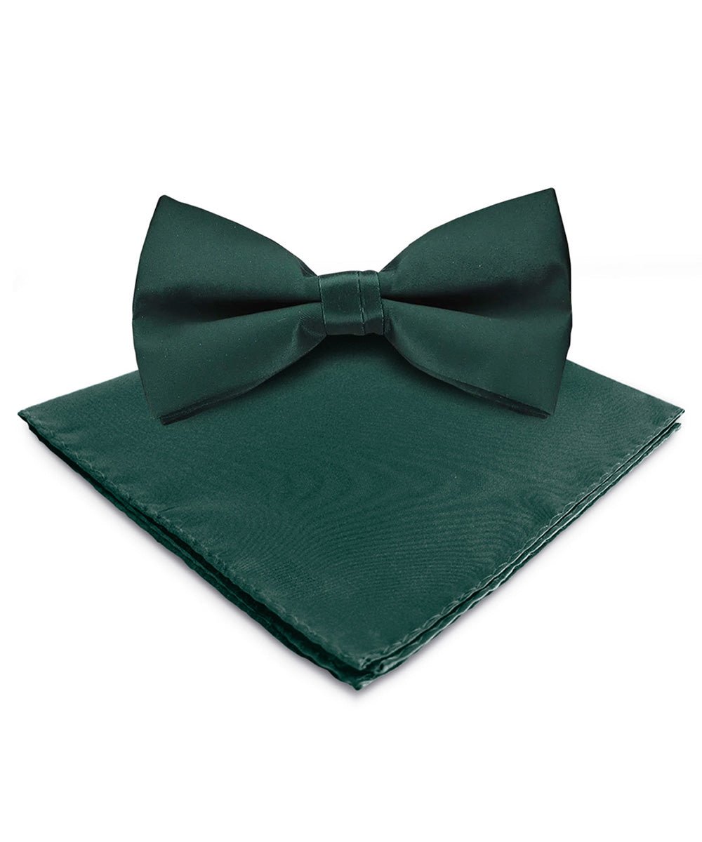 Vittorio Farina Men's Satin Bow Tie & Pocket Square in Gift Box - basic - bow - tie - hanky - hunter - Classy Cufflinks