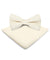 Vittorio Farina Men's Satin Bow Tie & Pocket Square in Gift Box - basic - bow - tie - hanky - ivory - Classy Cufflinks