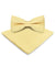 Vittorio Farina Men's Satin Bow Tie & Pocket Square in Gift Box - basic - bow - tie - hanky - maize - Classy Cufflinks