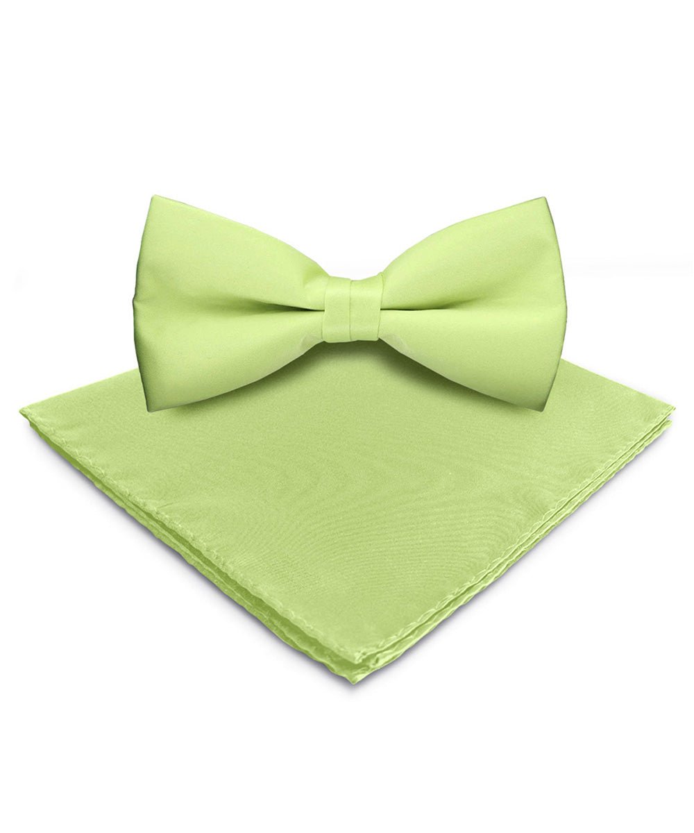 Vittorio Farina Men's Satin Bow Tie & Pocket Square in Gift Box - basic - bow - tie - hanky - mint - Classy Cufflinks