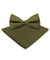 Vittorio Farina Men's Satin Bow Tie & Pocket Square in Gift Box - basic - bow - tie - hanky - olive - Classy Cufflinks