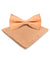 Vittorio Farina Men's Satin Bow Tie & Pocket Square in Gift Box - basic - bow - tie - hanky - peach - Classy Cufflinks