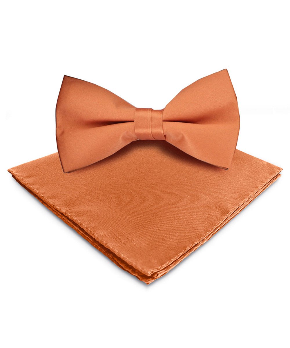 Vittorio Farina Men's Satin Bow Tie &amp; Pocket Square in Gift Box - basic - bow - tie - hanky - UT - orange - Classy Cufflinks