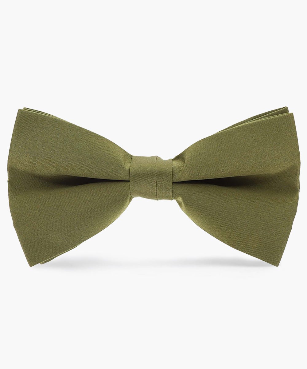 Vittorio Farina Men's Satin Bow Tie in Gift Box - basic - bow - tie - olive - Classy Cufflinks