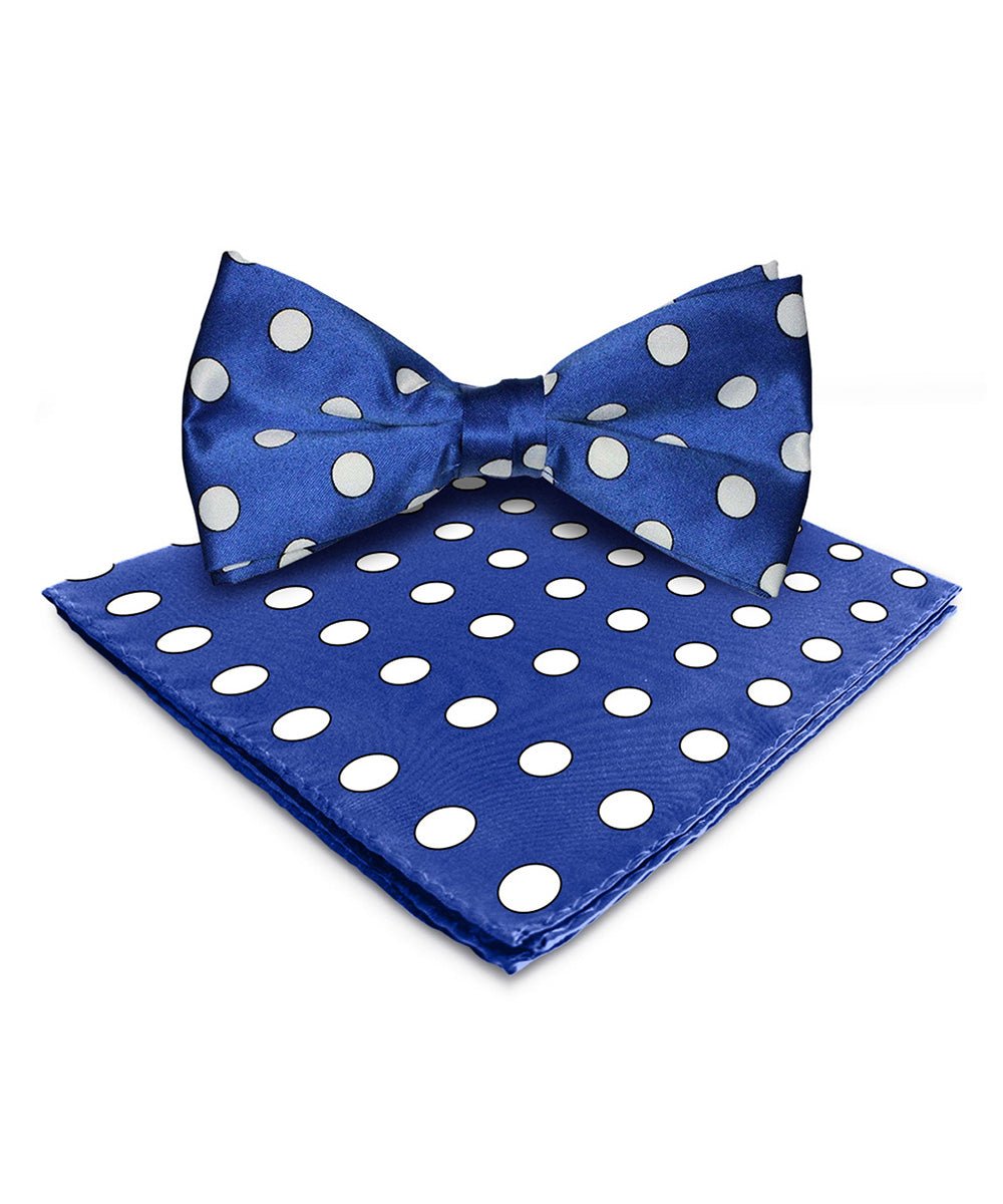 Vittorio Farina Men's Polka Dot Satin Bow Tie &amp; Pocket Square in Gift Box - bh - 0001 - Classy Cufflinks