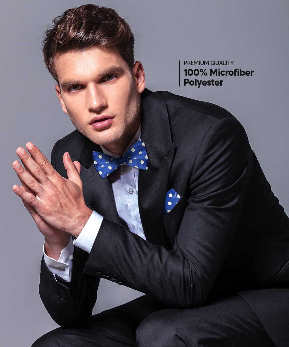 Vittorio Farina Men's Polka Dot Satin Bow Tie & Pocket Square in Gift Box - bh - 0001 - Classy Cufflinks