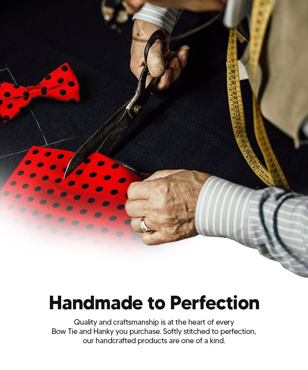 Vittorio Farina Men's Polka Dot Satin Bow Tie &amp; Pocket Square in Gift Box - bh - 0003 - Classy Cufflinks